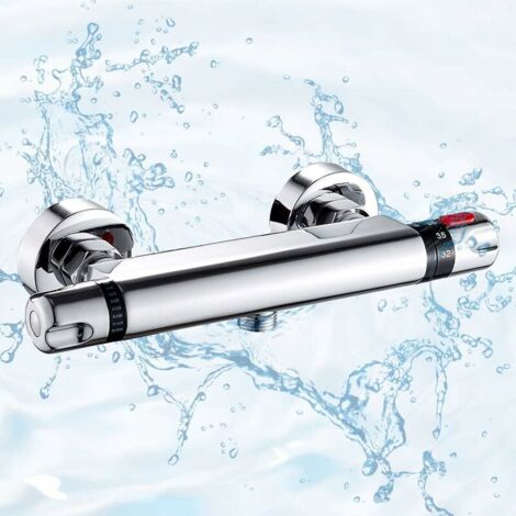 MINKUROW Miscelatore Termostatico Per Doccia In Ottone Cromato Antiscottatura 38℃ Con Protezione Di Sicurezza Argento Per Bagno-4 Punti