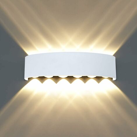 MINKUROW Moderne wasserdichte LED-Wandleuchte Wandleuchte Up Down Aluminium LED Wall Washer Indoor Outdoor für Badezimmer Schlafzimmer Flur Wohnzimmer Veranda Treppe, 12 W Warmweiß (Weiß)