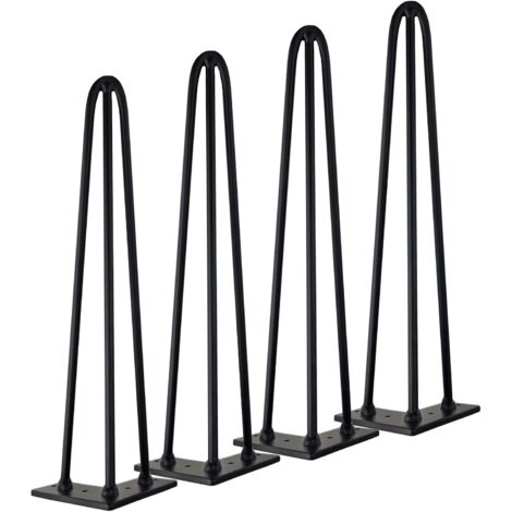 MINKUROW Möbelbeine 4 Stück Haarnadelfüße Diy Beine für Tischstuhlbeine mit 3 Stangen 16 Schrauben + 4 Fußschützer Höhe 30 cm Stangendurchmesser 10 mm