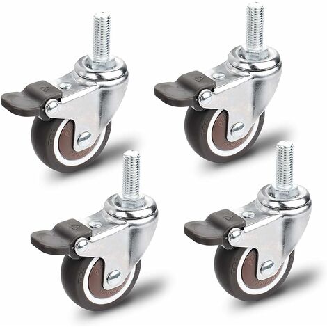 MINKUROW Möbelrollen, 4 Stück Lenkrollen, M10 x 25 mm Universal-Möbelrollen, Tragfähigkeit 40 kg pro Rolle