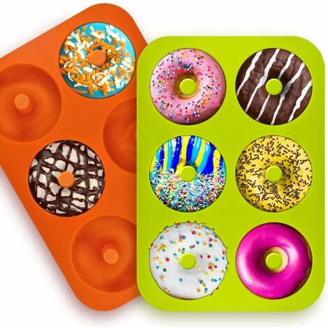 MINKUROW Moldes De Silicona Para Donas, Molde De Silicona Para Donas, Paquete De 2 Moldes De Silicona Para Donas, Bandeja De Silicona Para Hornear Donas Antiadherente Para Pasteles, Galletas, Bagels, 