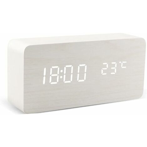 MINKUROW Multicolor Sound Control Tavolo Da Tavolo Led In Legno Usb/Aaa Data Display - Bianco