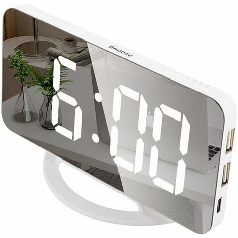 MINKUROW Multifunktionaler LED-Digitalwecker-Spiegel LED-Digitalwecker-Spiegel für Zuhause, Wohnzimmer, (Weißes Muschellicht)