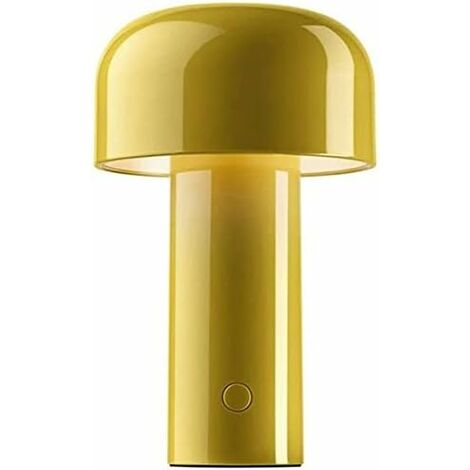 MINKUROW Mushroom Wiederaufladbare Tischlampe Schlafzimmer Schreibtisch Touch Nachtlicht (Gelb)