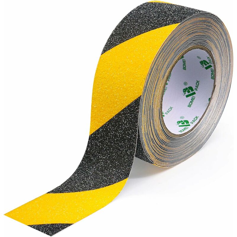 Image of Minkurow - Nastro adesivo antiscivolo per scale, nastro adesivo di sicurezza, nastro antiscivolo giallo nero, nastri di avvertimento, marcatura di