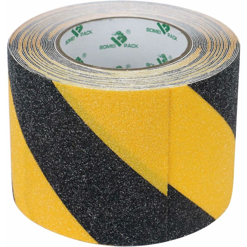 Image of Nastro adesivo antiscivolo per scale, nastro di sicurezza, nastro antiscivolo giallo nero, nastri di avvertimento, marcatura di sicurezza (10 cm x 10