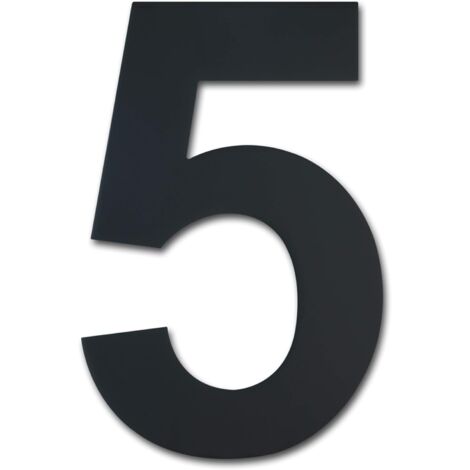 MINKUROW Numero Civico Moderno Spazzolato - 8 Pollici, Altezza 203 Mm, Solido Acciaio Inossidabile 304, Placcato Nero (Numero 5 Un)