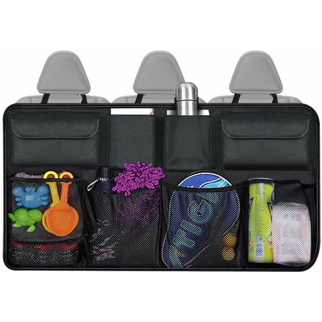 MINKUROW Organizador De Maletero De Coche, Bolsa De Almacenamiento Para Coche, Organizador Impermeable Para Coche Con Bolsillo De Asiento Grande, Bolsa De Maletero De Tela Oxford, Malla Elástica Fuert
