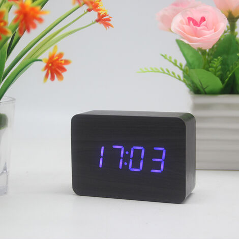 MINKUROW Orologio Da Scrivania Ora/Data/Temperatura Sveglia Marrone Ecopelle Rosso Led Nero Legno Blu Lettera