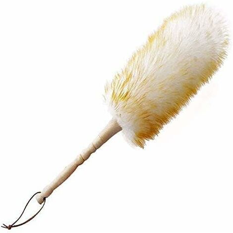 MINKUROW Outil de nettoyage de brosse plumeau en laine d'agneau pour nettoyage de véhicule bureau travaux ménagers dépoussiérage 33cm de Long (Pure 1pc)