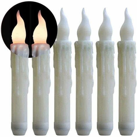 MINKUROW Packung mit 6 Timer-Funktionen (6 Stunden an/18 Stunden aus) Warmweiß flackernde Stabkerzen