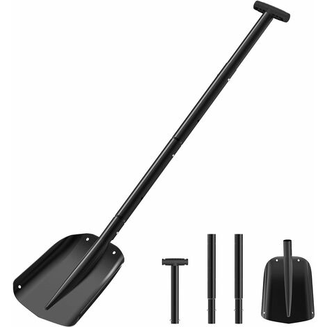 MINKUROW Pala De Nieve De Aluminio, Kit De Remoción De Nieve Desmontable Y Plegable 4 En 1, Mango De Material De Polipropileno, Pala De Nieve De 43 Pulgadas De Ancho Para Automóviles, Camiones, Jardin