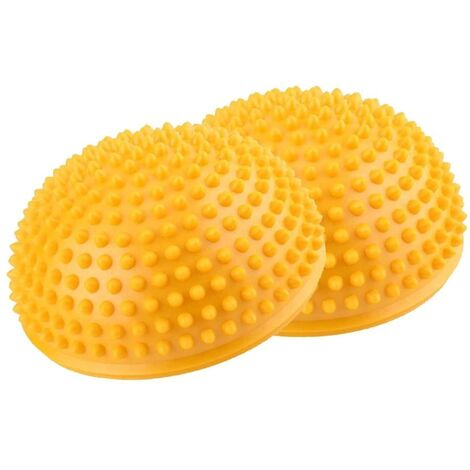 MINKUROW Palla Per Massaggio Ai Piedi, Emisferi Yoga In Pvc, Massaggiatore, Trainer, Palla Per L'equilibrio Fitness (Giallo)