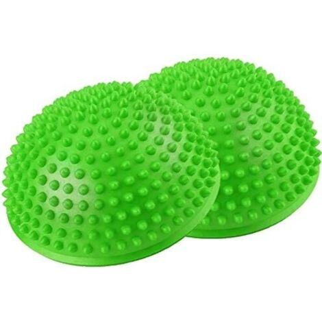MINKUROW Palla Per Massaggio Ai Piedi, Pvc Yoga Emisferi Massaggio Esercizio Trainer Palla Per Equilibrio Fitness (Verde)