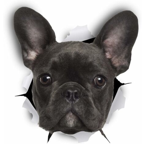 MINKUROW Pegatinas De Pared De Perro 3d - Paquete De 2 - Pegatinas Decorativas Divertidas - Calcomanías De Perro Bulldog Francés Negro Para Pared - Nevera - Baño - Habitación - Coche - Nevera