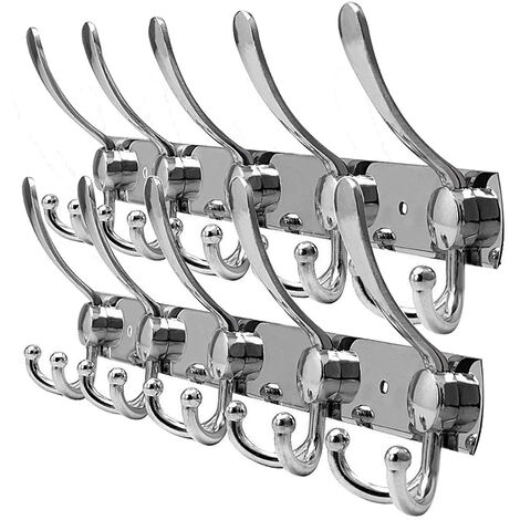 MINKUROW Percheros, Percheros De Acero Inoxidable, Percheros De Acero Inoxidable, Percheros, Perchero De Unos 30 Kg Cargables (Ganchos Plateados 15) 2 Piezas