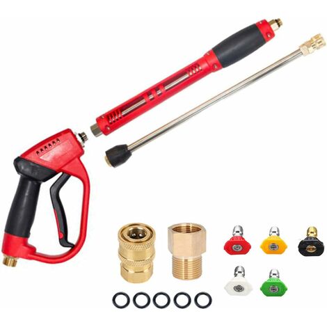 MINKUROW Pistola De Agua De Alta Presión Varita Mágica, Pistola De Lavado A Presión De 5000 Psi Pistola De Repuesto Y 5 Boquillas Para Regar Lavado De Autos