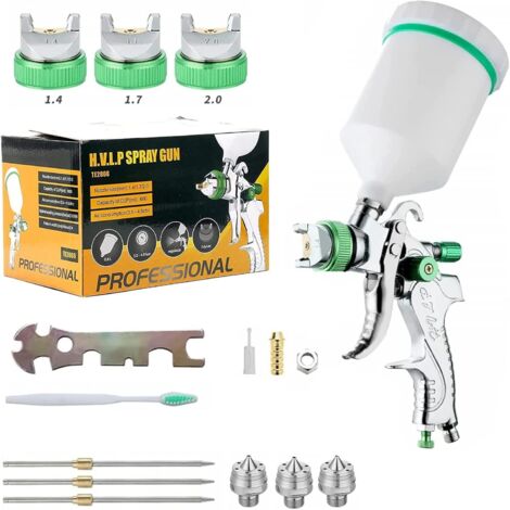 MINKUROW Pistola De Pulverización De Pintura De Alta Presión Profesional Kit De Pistola De Pulverización De Aire Pistola De Pintura Neumática De Alimentación Por Gravedad Hvlp 600cc 1.4mm / 1.7mm / 2.