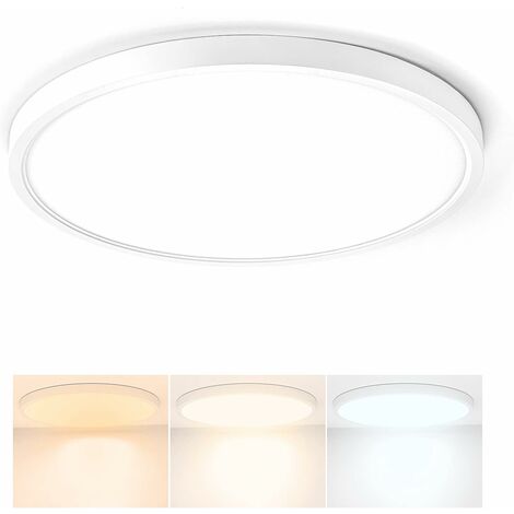 MINKUROW Plafón Led 28w 2520lm Plafón Blanco Ultrafino 2800k/4000k/6500k Regulable Por Interruptor de Pared Para Baño Dormitorio Salón Cocina Oficina Ø30cm