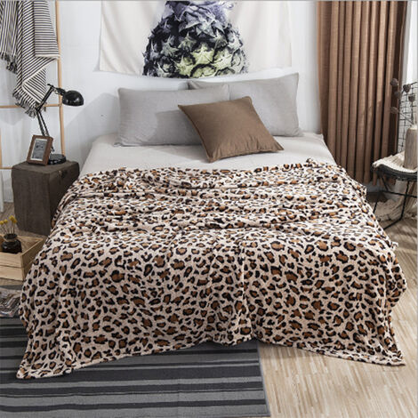MINKUROW Plaid Sofa Fleecedecke – Überwurf Canape 100x70, Plaid Sofa Flanell 1 Person weich und warm Leopard