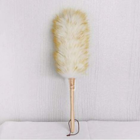 MINKUROW Plumero De Piel De Oveja Plumero De Piel De Oveja De Microfibra Plumero De 20.5" Con Mango De Madera Ergonómico Limpieza Doméstica Y Profesional Limpieza De Muebles S