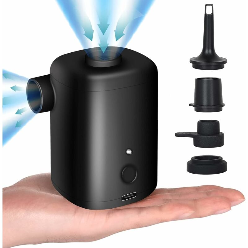 Image of Minkurow - Pompa elettrica 2 in 1 Gonfiatore e sgonfiatore ricaricabile usb wireless portatile, mini pompa ad aria con 4 ugelli per materasso,