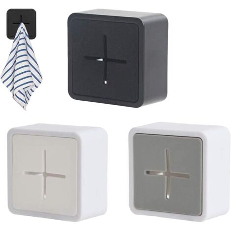 MINKUROW Portasciugamani, Ganci Portasciugamani Autoadesivi In Silicone Premium Anti-Collisione Portasciugamani Quadrato Per Montaggio A Parete Per Bagno Cucina Set Di 3 (Bianco, Grigio, Nero)