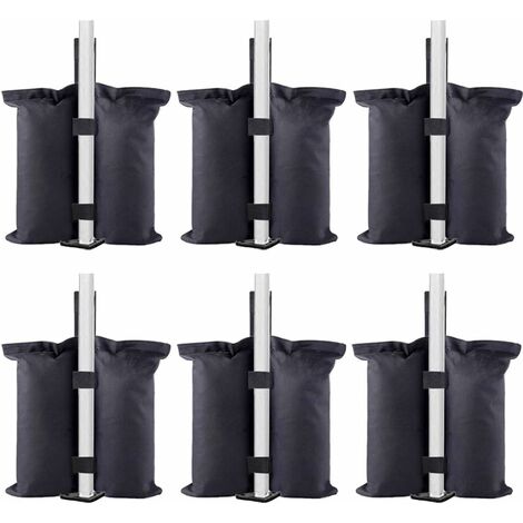 MINKUROW Premium Bolsa de pesas de alta resistencia con doble costura, pesas para las piernas para toldo, tienda de campaña, bolsa de pesas, bolsa de arena, bolsa para exteriores, color negro, 6 uds.