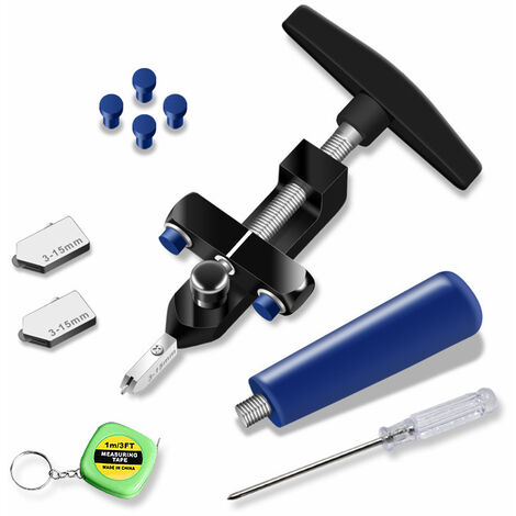 MINKUROW Professionelles 2-in-1-Glasschneider-Set mit 2 3–15 mm Hartmetall-Schneidköpfen und 4 Kontaktfüßen, geeignet für Glas/Spiegel/schwarze Fliesen