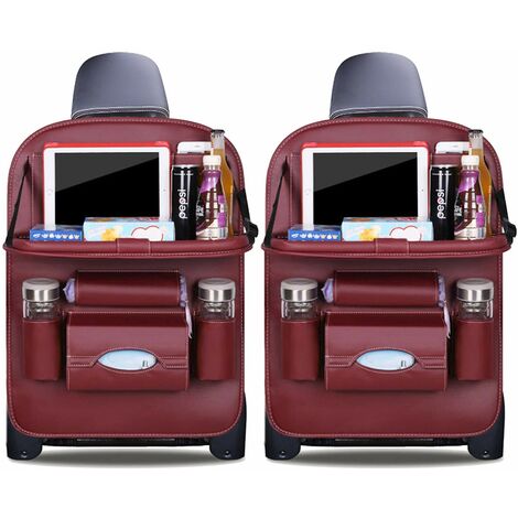 MINKUROW Protezione Per Lo Schienale Dell'organizzatore Dell'auto Protezione Per Seggiolino Auto In Pelle Pu Di Lusso Con Supporto Per Tablet Pieghevole Protezione Per Lo Schienale Impermeabile Borsa 