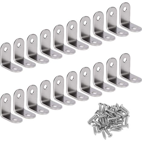 MINKUROW Rechtwinklige Halterung Edelstahl 90-Grad-Eckhalterung L-förmige Winkelhalterung Befestigungshalterung mit 20 silbernen Schrauben 30 x 30 x 16 mm