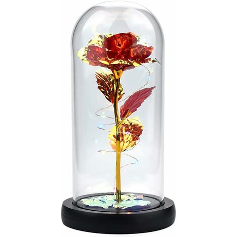 MINKUROW - Regalo De Rosa De Flores Artificiales De Colores, Cristal Led De Rosa Encantada De Galaxia, Regalos Para El Día De La Madre, Día De San Valentín, Aniversario De Boda