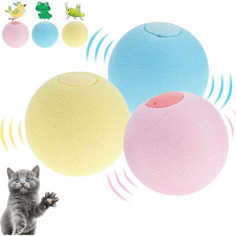 MINKUROW Relax Love Juguete Interactivo Para Gatos, Con Gritos De Pájaros, Ranas Y Grillos, Bolas De Peluche Para Gatos Chase (Calvo 3 Piezas)