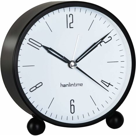 MINKUROW Reloj Despertador Analógico, Reloj Despertador Sin Tictac Con Luz Nocturna, Reloj Despertador Silencioso, Reloj De Mesa Analógico Silencioso (Negro)