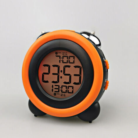 MINKUROW Reloj Despertador De Doble Campana De 4 Pulgadas Reloj Despertador Digital Led Fuerte Visualización De Fecha Y Hora 2 Juegos Relojes Despertadores Negro Y Naranja