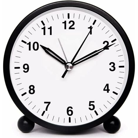 MINKUROW Reloj Redondo Funciona Con Pilas Dormitorio Reloj Fuerte Decoración De Mesa Negro