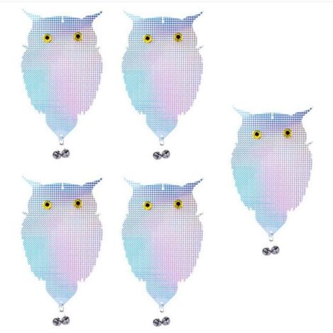 MINKUROW Repelente De Pájaros Repelente De Palomas Forma De Búho Reflectante Luminoso, Juego De 5 Repelente De Palomas Con Campana Repelente De Pájaros