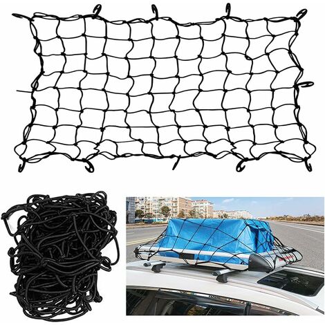MINKUROW Rete portaoggetti per auto, rete portaoggetti 90  120 cm, rete per bagagliaio per auto, rete per tetto, rete portaoggetti universale per auto, rete elastica per rimorchio, espandibile, nylon