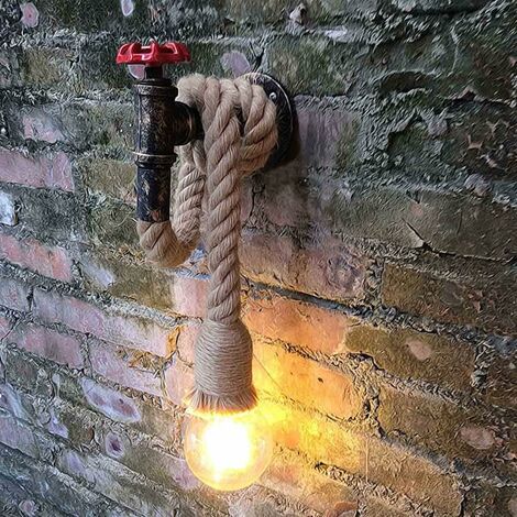 MINKUROW Retro Industrial Rústico Lámpara Cuerda Aplique De Pared Iluminación Vintage Edison Lámpara E27 Socket Para Decoración Del Hogar Bar Restaurantes Cafe Club (Bombilla No Incluida)