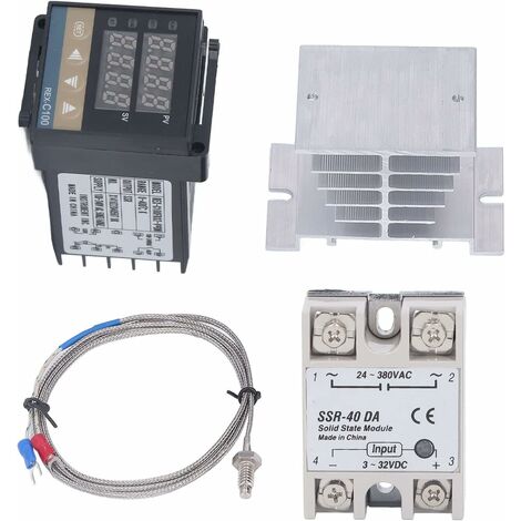 MINKUROW Rex C100 Regolatore di temperatura, 0-400 ℃ Risposta rapida 100-240 V Alimentatore per stampaggio ad iniezione Kit regolatore di temperatura PID (40 A)