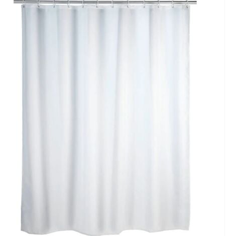 MINKUROW Rideau de douche anti moisissure, Antibactérien, Base lestée, Anneaux inclus, Polyester, 180x200 cm, Blanc