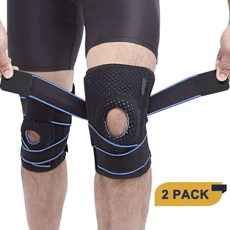 MINKUROW Rodillera Deportiva 2 Piezas, Rodilleras De Compresión Con Velcro Ajustable Y Silicona Para Voleibol, Baloncesto, Crossfit, Running, Unisex