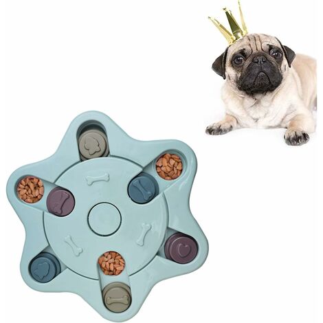 MINKUROW Rompecabezas Para Perros, Juguete Dispensador De Comida Para Perros, Juguete Interactivo Duradero Para Perros, Juguete De Entrenamiento Para Cachorros Iq (Azul)