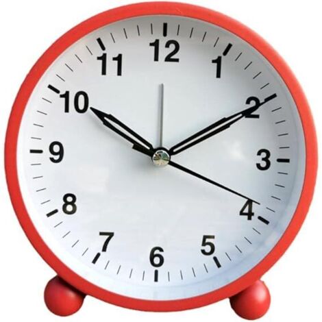 MINKUROW Runde batteriebetriebene Uhr Schlafzimmer laute Uhr Tischdeko rot