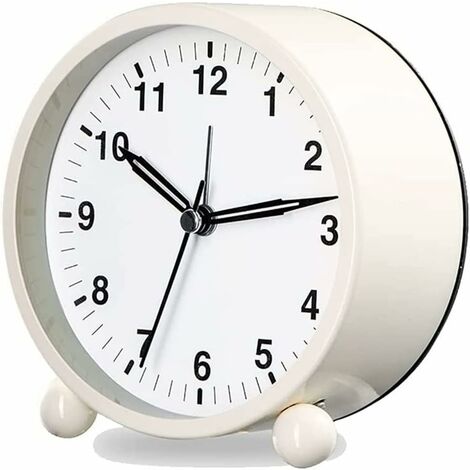 MINKUROW Runde Uhr Batteriebetriebene Schlafzimmer Laute Uhr Tischdeko Weiß
