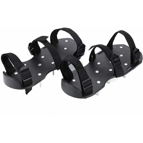 MINKUROW Sandalias aireadoras de césped, zapatos aireadores de césped, zapatos escarificadores de uñas de césped con correas de metal ajustables, zapatos de punta de césped de talla única (triple band
