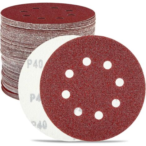 MINKUROW Sandpapier-Schleifscheibe 100 Scheiben, 125 mm P40/P60/P80/P100/P120/P150/P180/P240/P320/P400 8 Löcher für Schwingschleifer