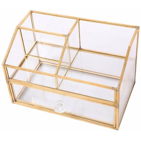MINKUROW Scatola Portaoggetti Portagioie Vanity Case Pregevole Fattura Scomparti Abbellimenti Trasparenti Organizer Per Trucco Vanity Cabinet