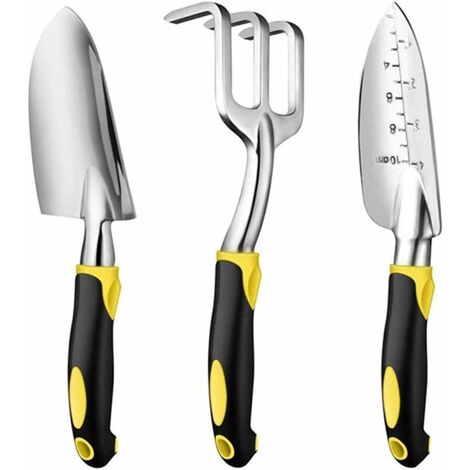 MINKUROW Schaufel, Gartenschaufel, Gartenwerkzeug-Set – 3-teiliges Aluminium-Gartenhandwerkzeug – inklusive Gartenkelle – Handschaufel – Handrechen zum Pflügen