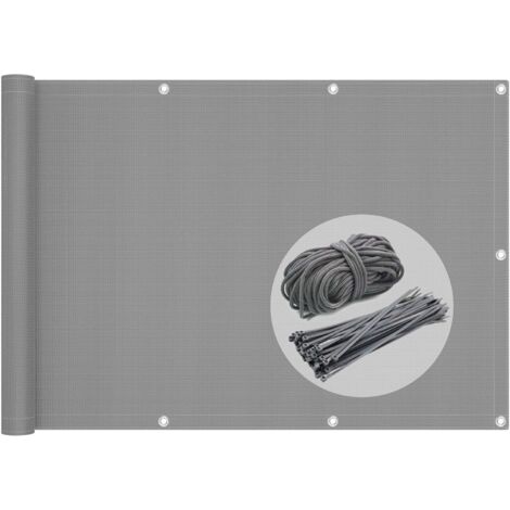 MINKUROW Schermata Privacy per Balcone 100% HDPE 200g/m2 Protezione UV Protezione Privacy Antistrappo e Antivento con Fascette e Cordini 500x90cm Grigio